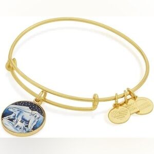 Alex And Ani Bracelet Polar Bear Endurance Protector Charm Gold Tone Bangle 7"